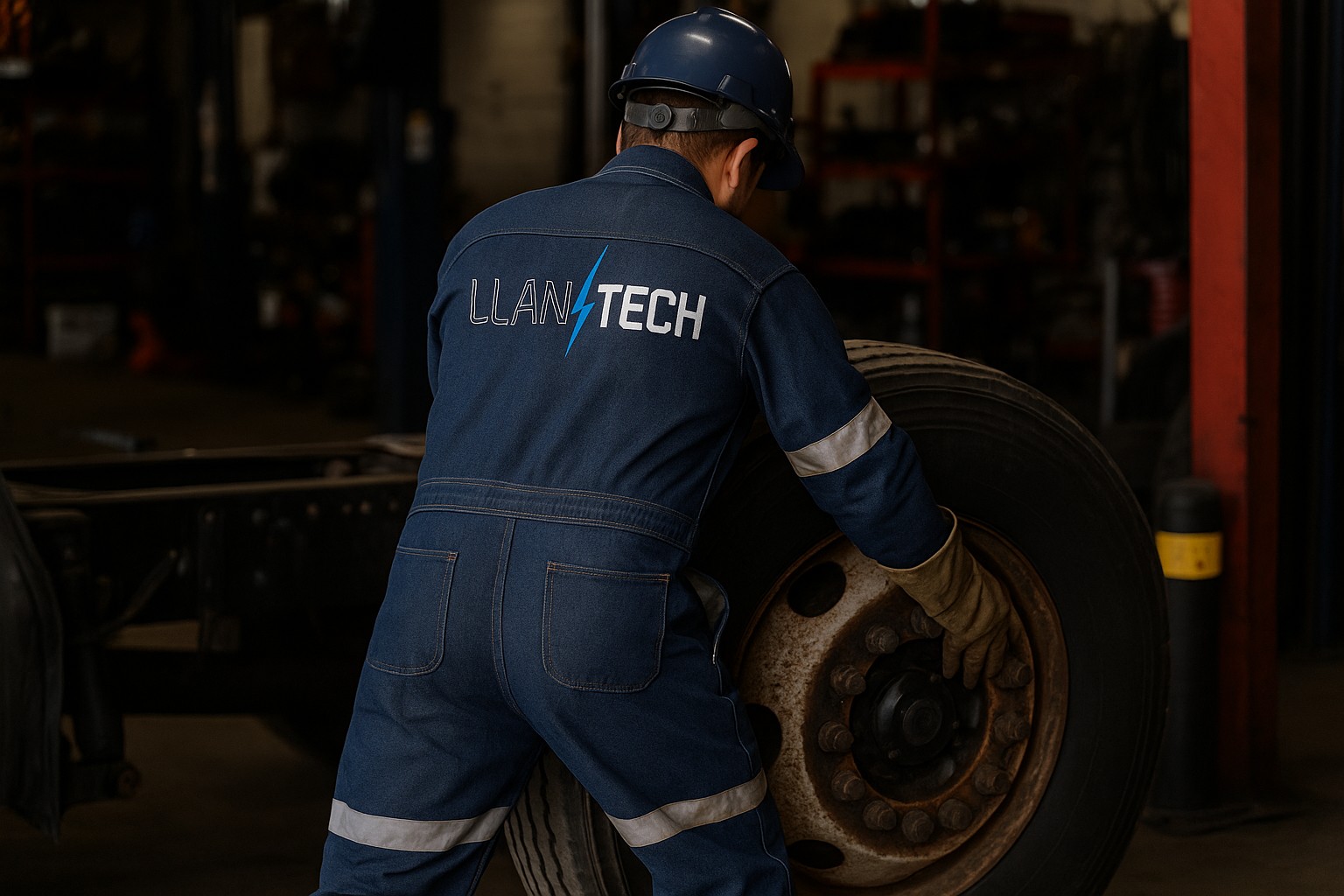 Tecnología Llantech - Personal especializado trabajando con neumáticos